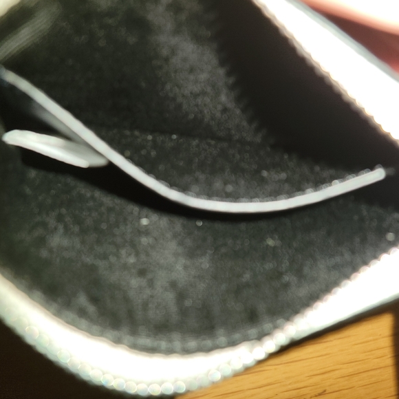 MCM Logo Leather Coin Purse in Silver  w/ Navy Strap small wallet - Picture 7 of 7